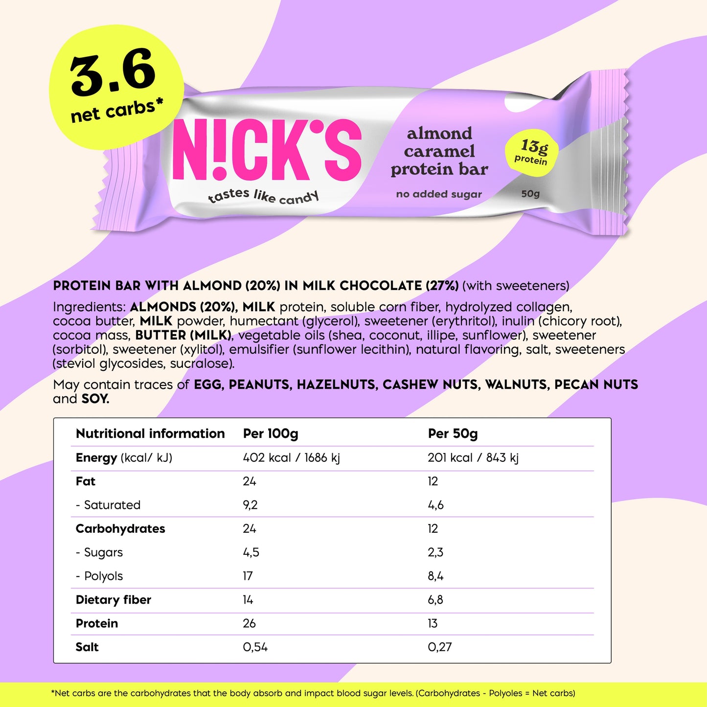 Protein bar almond caramel 12 x 50g