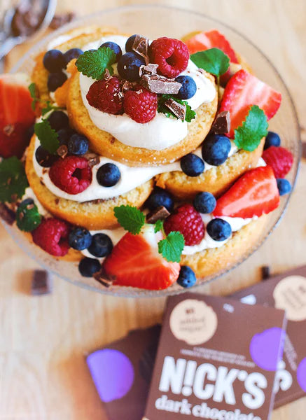 Soft swiss roll cake with chocolate filling no added sugar.