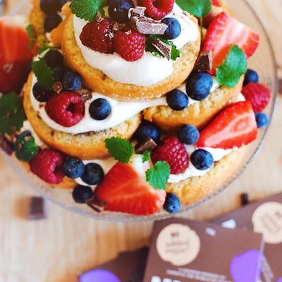 Soft swiss roll cake with chocolate filling no added sugar.